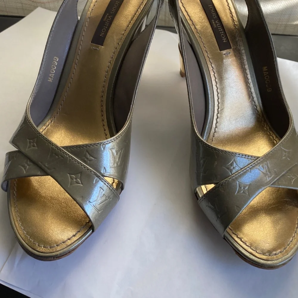 Louis Vuitton patent leather monogram mules heels open toe pumps 36.5-6.5 Italy - Picture 7 of 11